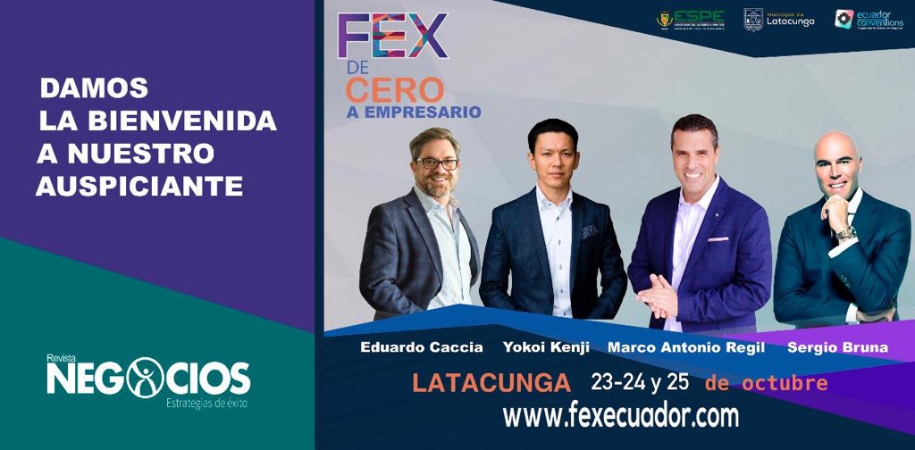 FEX20191's tweet photo. #YoSoyFex 🤩
Damos la bienvenida a nuestros auspiciantes y media partners 🤗👏
Vive la #CIENCIA #EXPERIENCIA y #MOTIVACIÓN del 23 al 25 de octubre en Latacunga.
#FEX2019 espera por ti.
#DeceroaEMPRESARIO 😉👌
Adquiere tus entradas en nuestro sitio web.
Información📲0987199938 https://t.co/KJ1XiOsVd1