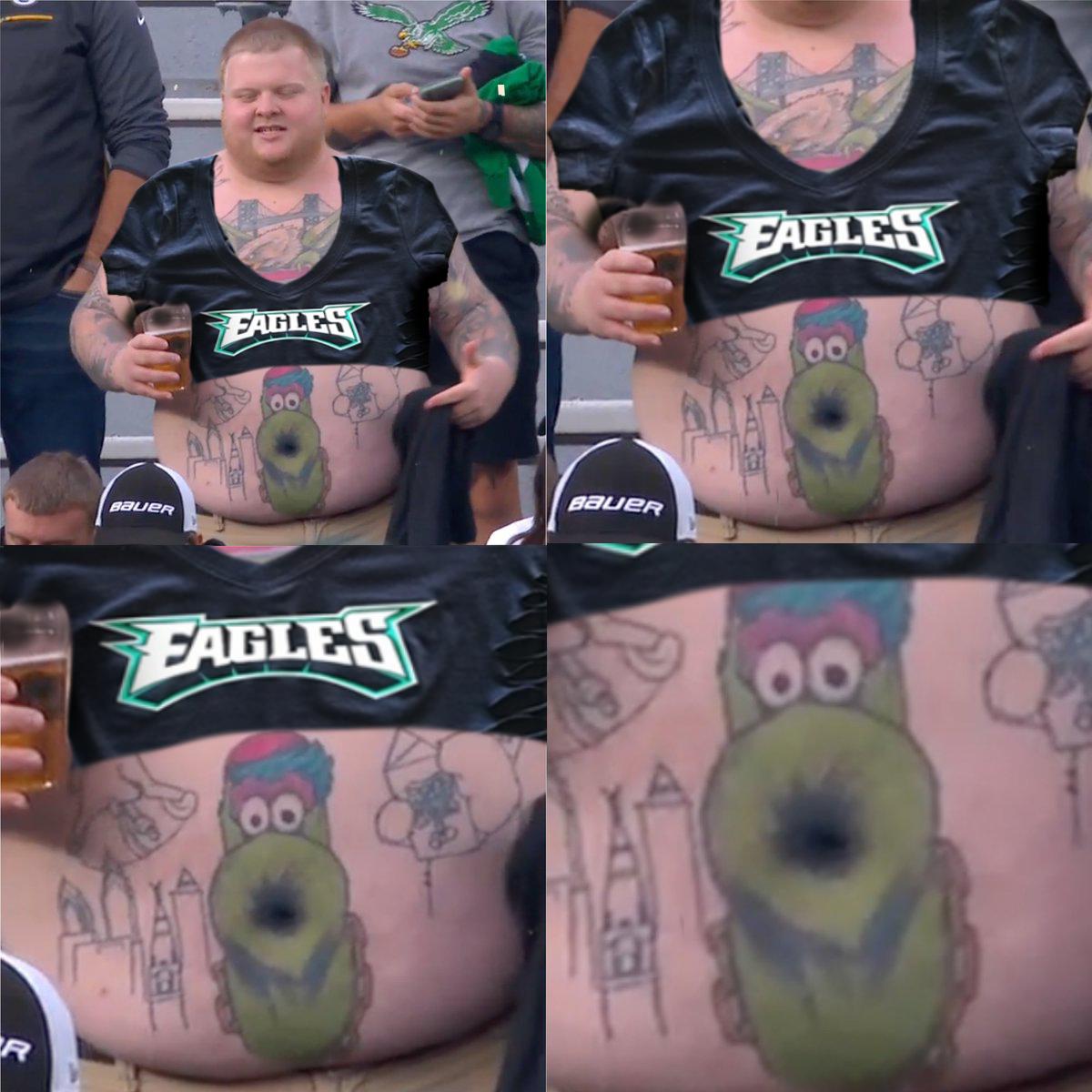 Shout Out to the Eagles Fan With the Phillie Phanatic Belly Button Tattoo   Crossing Broad