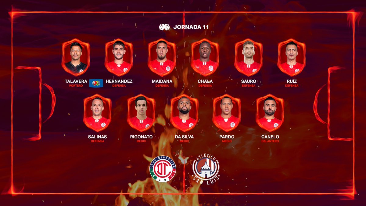 📝| ¡Con este XI, saltaremos al terreno de juego del infierno 🆚 <a href="/AtletideSanLuis/">Atlético de San Luis</a>!

#SomosElToluca🔥