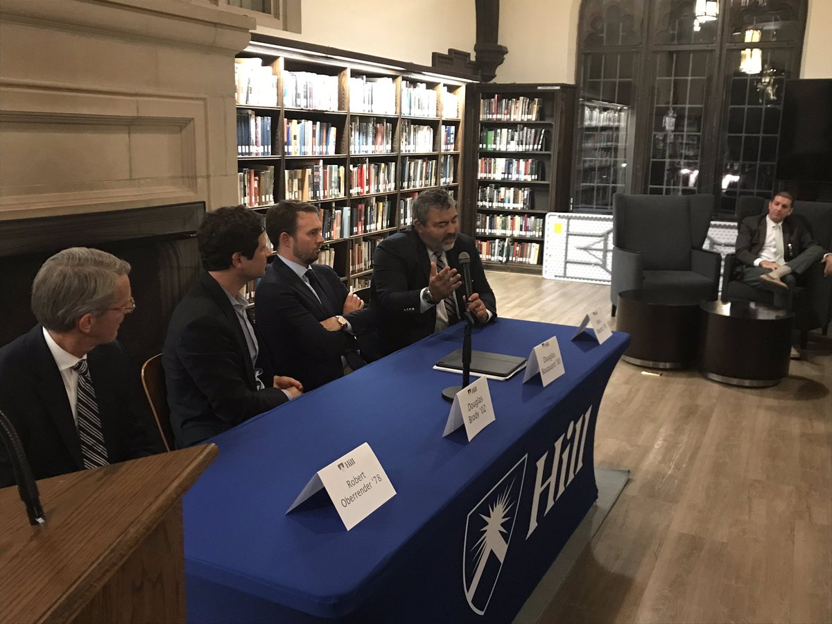 ZackLehman's tweet photo. Honored to facilitate a panel of @HillAlumni from @TheHillSchool Investment Committee who fielded questions from @calgARI89’s Econ classes.  #Knowledge https://t.co/wFeo2WjR0D