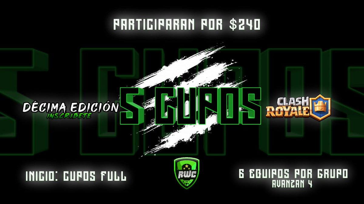 🚨5 Cupos Disponibles🚨

✅PRIZE POOL : $240

🌎Se Admiten Equipos Europeos y LATAM
📝Formato: RPL and SLO Old
⏳5 partidos Mínimo por Equipo
❗Calidad Garantizada❗
📶Pagina WEB

⚠️¿No te Haz inscrito? ¡Qué esperas? ¡Inscribete Se acaban los Cupos!
