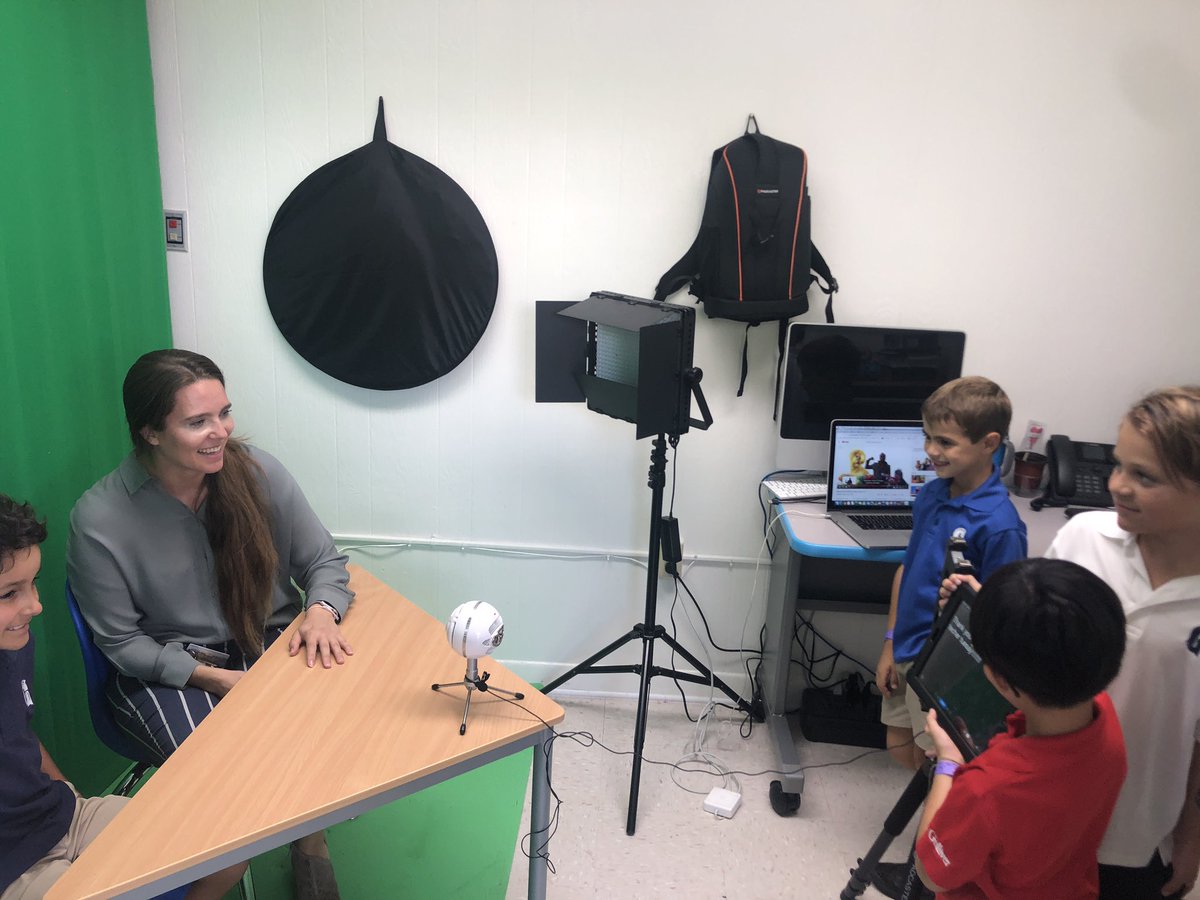 Look who was interviewed by our after school video creation team. This team of 2nd gr boys wrote interview questions,filmed &amp; produced this news segment. Next they will edit &amp; add background.Stay tuned for our future teacher Tuesday segment! #gslearning <a href="/christiromeroed/">Christina Romero</a> <a href="/nileend/">Nila DePalo</a>