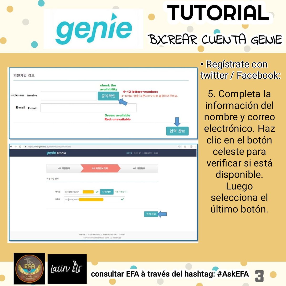 SugarELF0's tweet photo. @SJofficial @ELF_Paraguay @SuperJuniorES @ELFintUnion @ELFLatam @KillariSJPeru @SJdifusionPeru 🎧TUTORIAL DE GENIE:

2⃣ Crear cuenta en Genie (Parte 1)

Dudas: Usa #AskEFA

#슈퍼주니어 #SUPERJUNIOR #SJ_Time_Slip #SUPER_Clap #SJ_SUPER_Clap @SJofficial https://t.co/OqTYet7avY