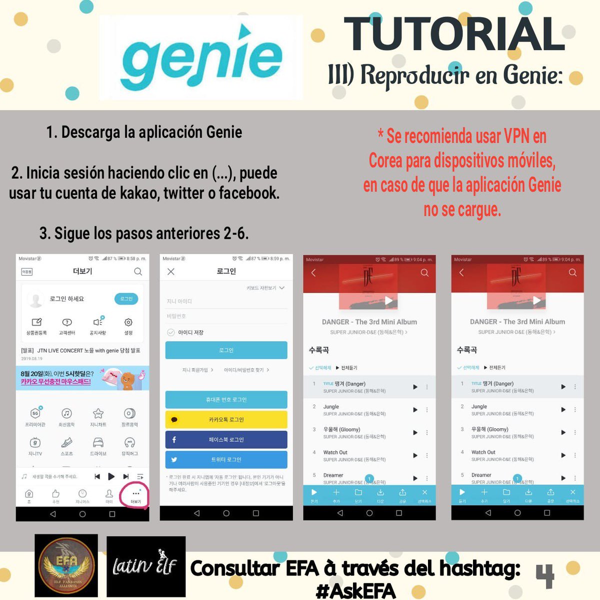 SugarELF0's tweet photo. @SJofficial @ELF_Paraguay @SuperJuniorES @ELFintUnion @ELFLatam @KillariSJPeru @SJdifusionPeru 🎧TUTORIAL DE GENIE:

3⃣ Reproducir en Genie (laptop, celular)

Dudas: Usa #AskEFA

#슈퍼주니어 #SUPERJUNIOR #SJ_Time_Slip #SUPER_Clap #SJ_SUPER_Clap @SJofficial https://t.co/0ddkdpVhkJ