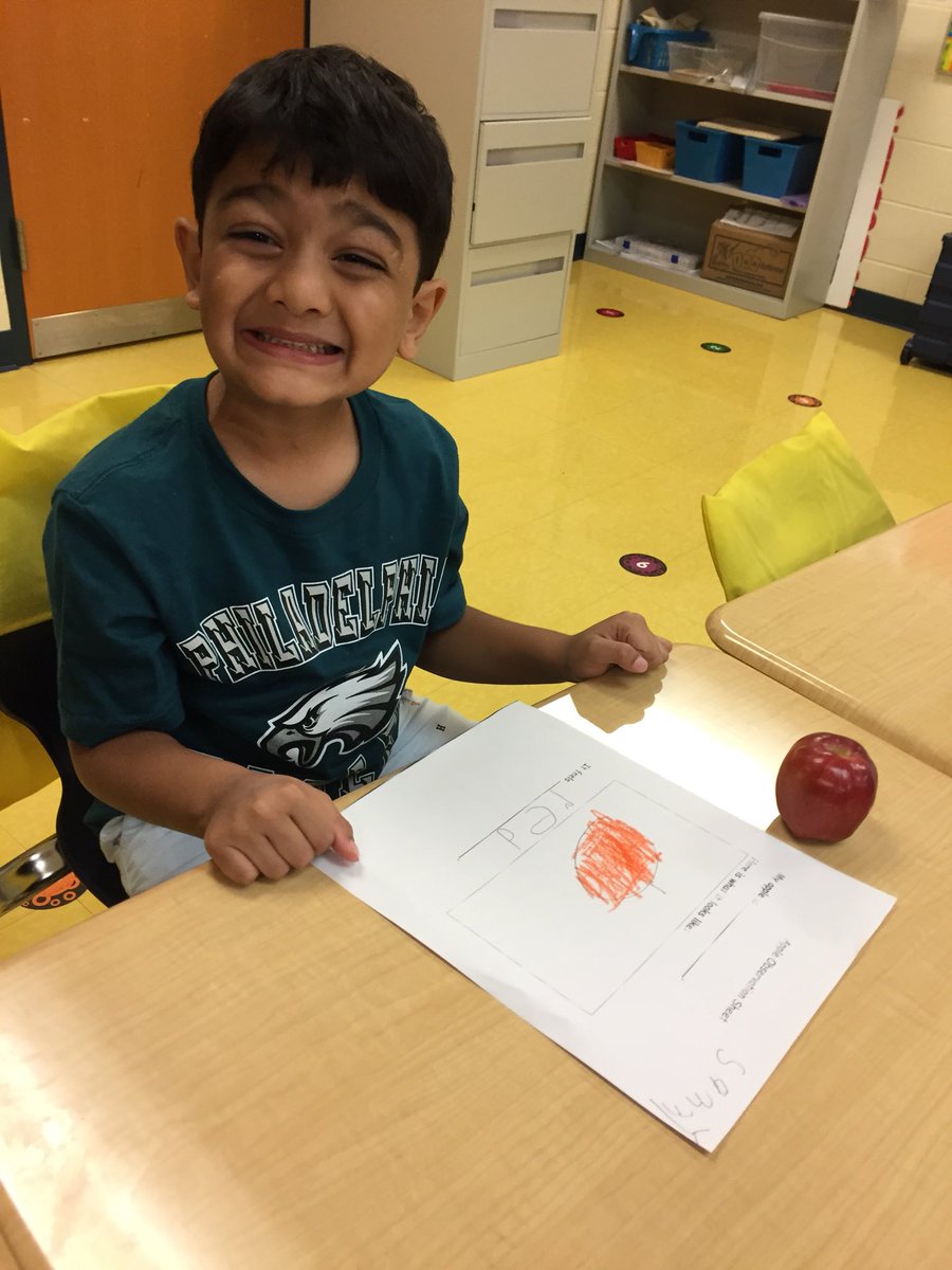 MrsMillerNPSD's tweet photo. Today we used our 5 senses to explore and describe apples. We sketched our apples and wrote about their look and feel. We taste tested them and described the taste, smell, and sound it made when we ate them. We voted on the best variety and our winner was Honeycrisp! #NPSDFDK https://t.co/ns6FIToQsu