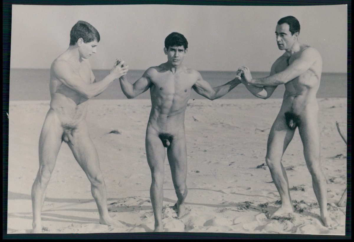 creatureblackl1's tweet photo. Ugo Danielli, on the right (b&amp;w) and on the left (color), with El Vide aka El Vides (middle) and Kid Pomer [Photos by Jean Ferrero] South of France, 1962 #ugodanielli #elvide #kidpomer #jeanferrero #vintagemen #vintagegay #nakedmen #nakedgay #gay #uncut https://t.co/gcAf3e3vuw