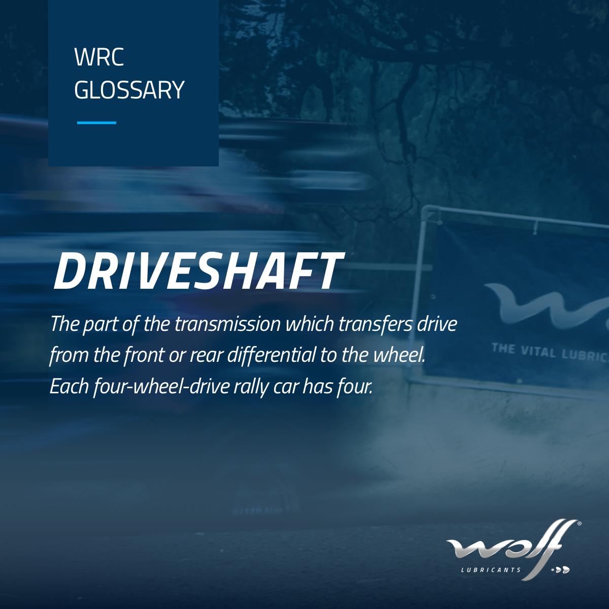 One of the most critical components, the driveshaft helps @OfficialWRC drivers harness the power of their vehicle and make those dramatic turns. #WolfLubes #TheVitalLubricant #WRC #WRCglossary