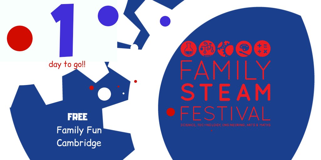 familysteamfest's tweet photo. Calling all Cambridgeshire families!! Just 1 day to go until an awesome day of fun, learning and making memories! #sciencefun #techforgood #engineerfun #arts #mathsfun #freedayout #mummypoints #daddypoints #whatson #cambridge https://t.co/Dd1c1x0ygY
