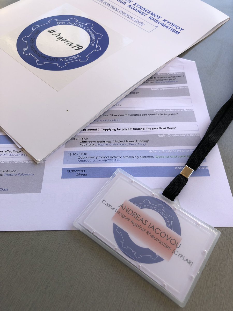 8th Agora Conference Nicosia 2019.
3rd year in a raw presenting Physical Activity for people with  RMD's (Rheumatic and other Musculoskeletal Diseases) today at 6:10pm at Hilton Park
#rmds #physicalactivity #agora2019 #cyplar #eular #aquaraction #stretchingexercises