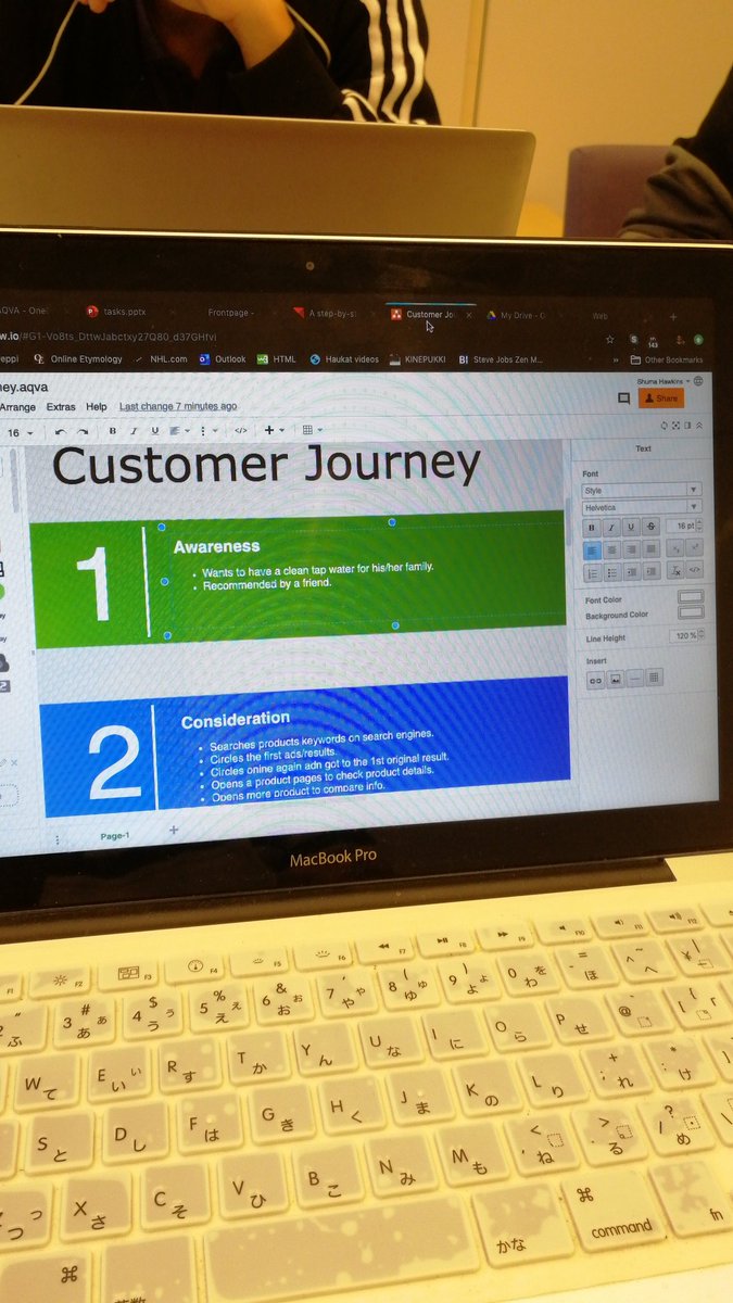shuma_kinebuchi's tweet photo. Presentation preparation in progress. One step closer to save the world 🍃 Great experience provided by @AQVAOy and @laureauas.
#laureadigital #ecofriendly #Sustainable #waterfilter #intensiveweek
@LassiFI
@askomono https://t.co/5Kba8TEmsu