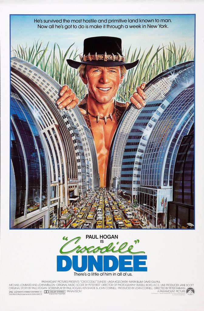 FilmNewsNos's tweet photo. 🎬MOVIE HISTORY: 33 years ago today, September 26, 1986, the movie ‘Crocodile Dundee’ opened in theaters!

#PaulHogan #LindaKozlowski #JohnMeillon #DavidGulpilil #MarkBlum #MichaelLombard #ReginaldVelJohnson #TerryGill #SteveRackman #GerrySkilton https://t.co/UhRuSsaKMU