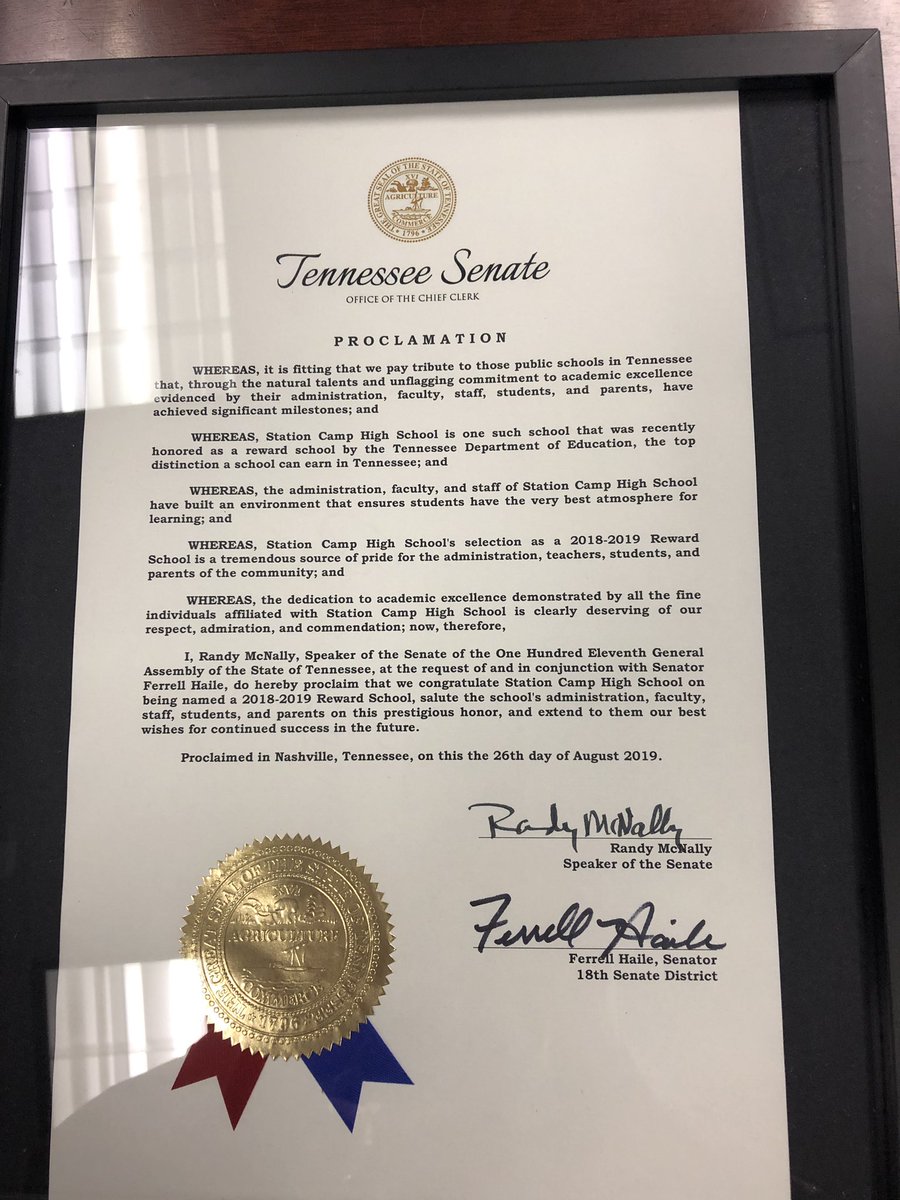 TheBisonCamp's tweet photo. Thank you State Senator Haile for recognizing our students and staff for their hard work and Reward School status. #GoSCBison https://t.co/p79sIE6Nty