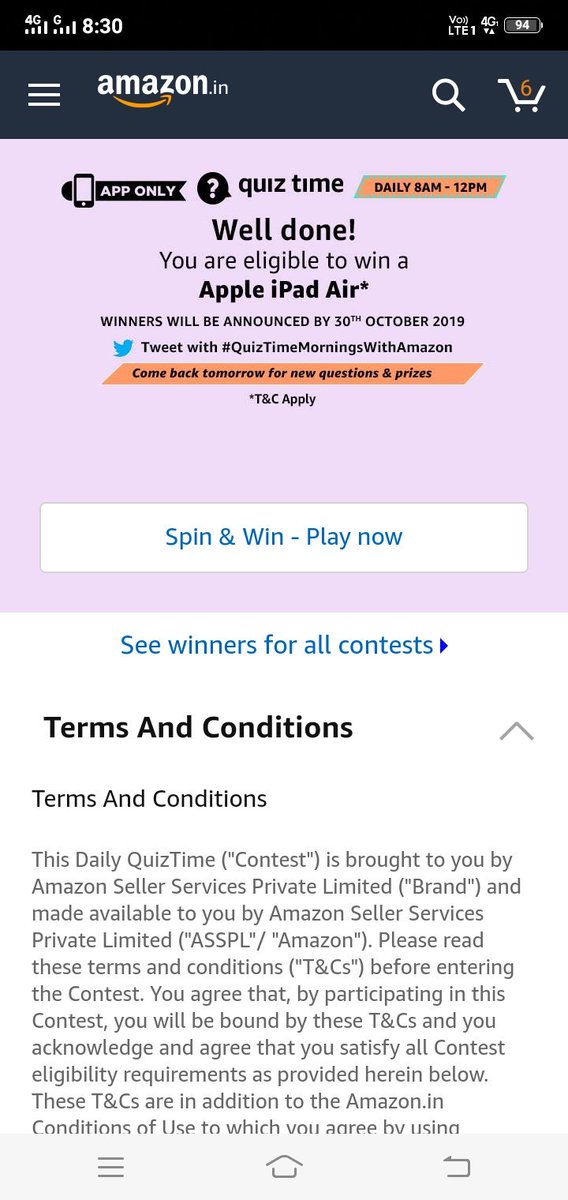 UmeshCh08457474's tweet photo. #QuizTimeMorningsWithAmazon https://t.co/eV5iKPB4kT