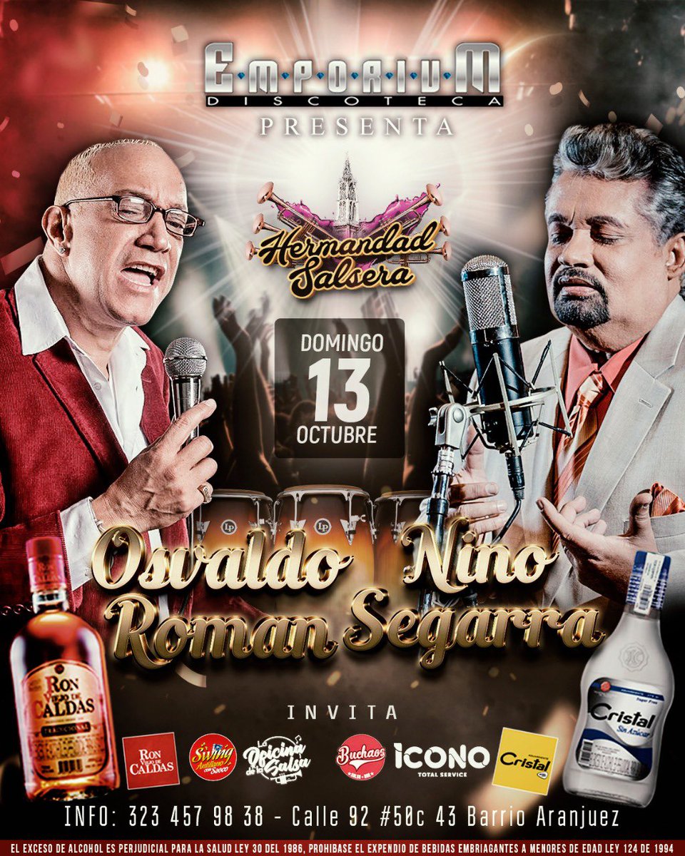 Medellín! Este 13 de Octubre <a href="/osvaldoromanpr/">Osvaldo Roman</a> y <a href="/ninosegarra/">Nino Segarra</a>  #salsa  #Medellin