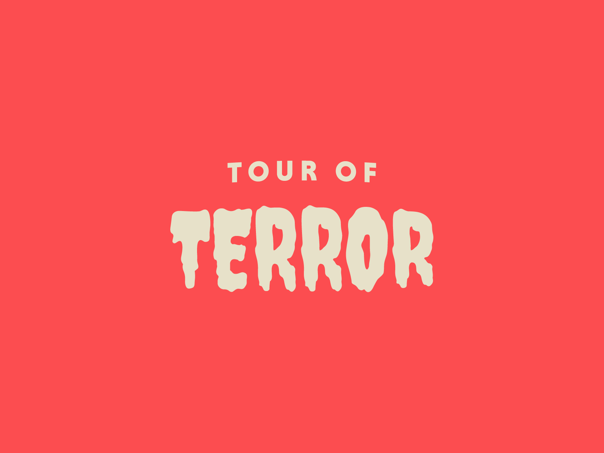 dribbble's tweet image. Tour of Terror | October Challenge by @tylerfortune8 bit.ly/30ACGvS

#tourofterror #multishot #dribbble #dribbblers #design #illustration #lettering