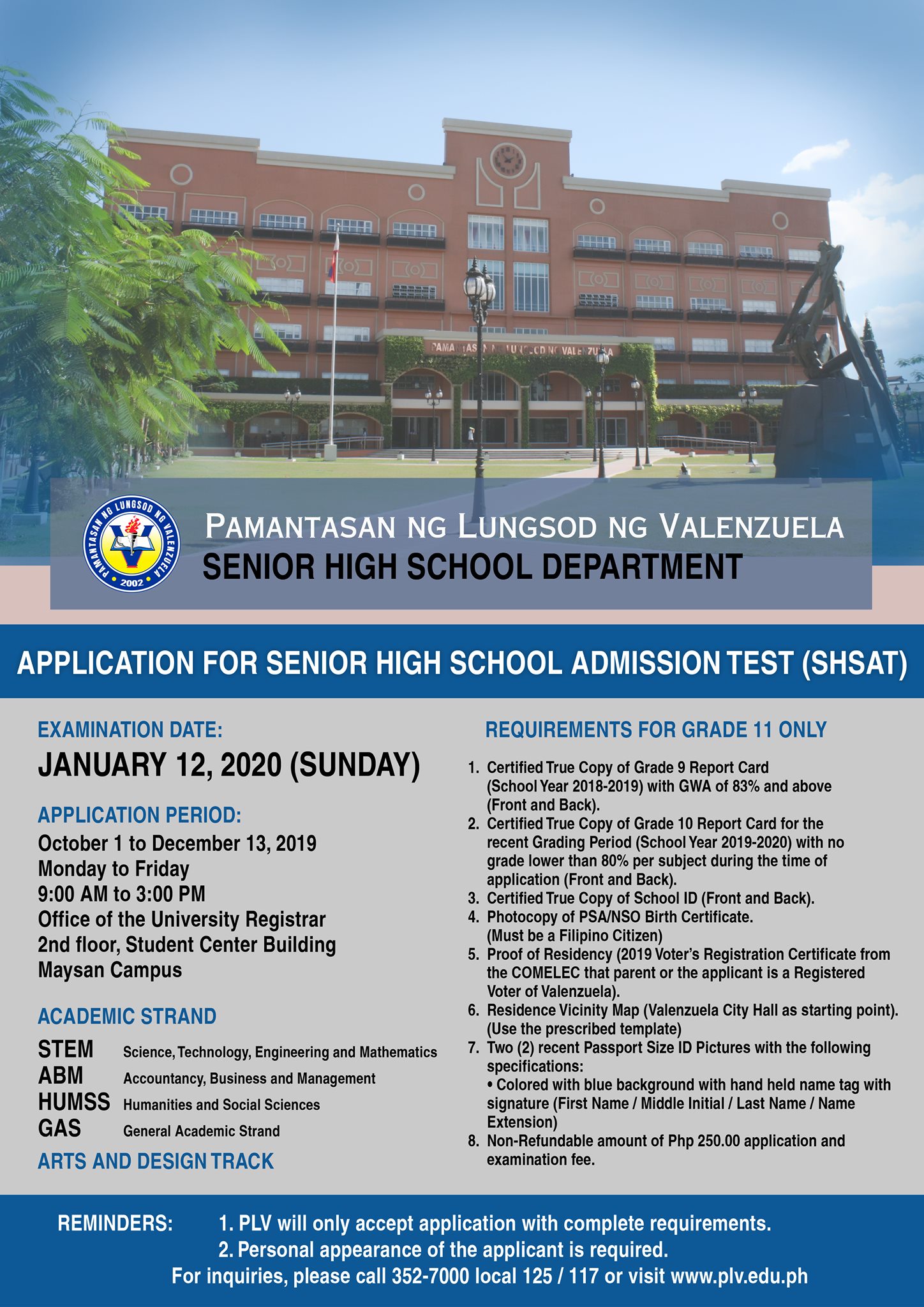 valenzuelacity on Twitter "The Application for PLV’s SENIOR HIGH