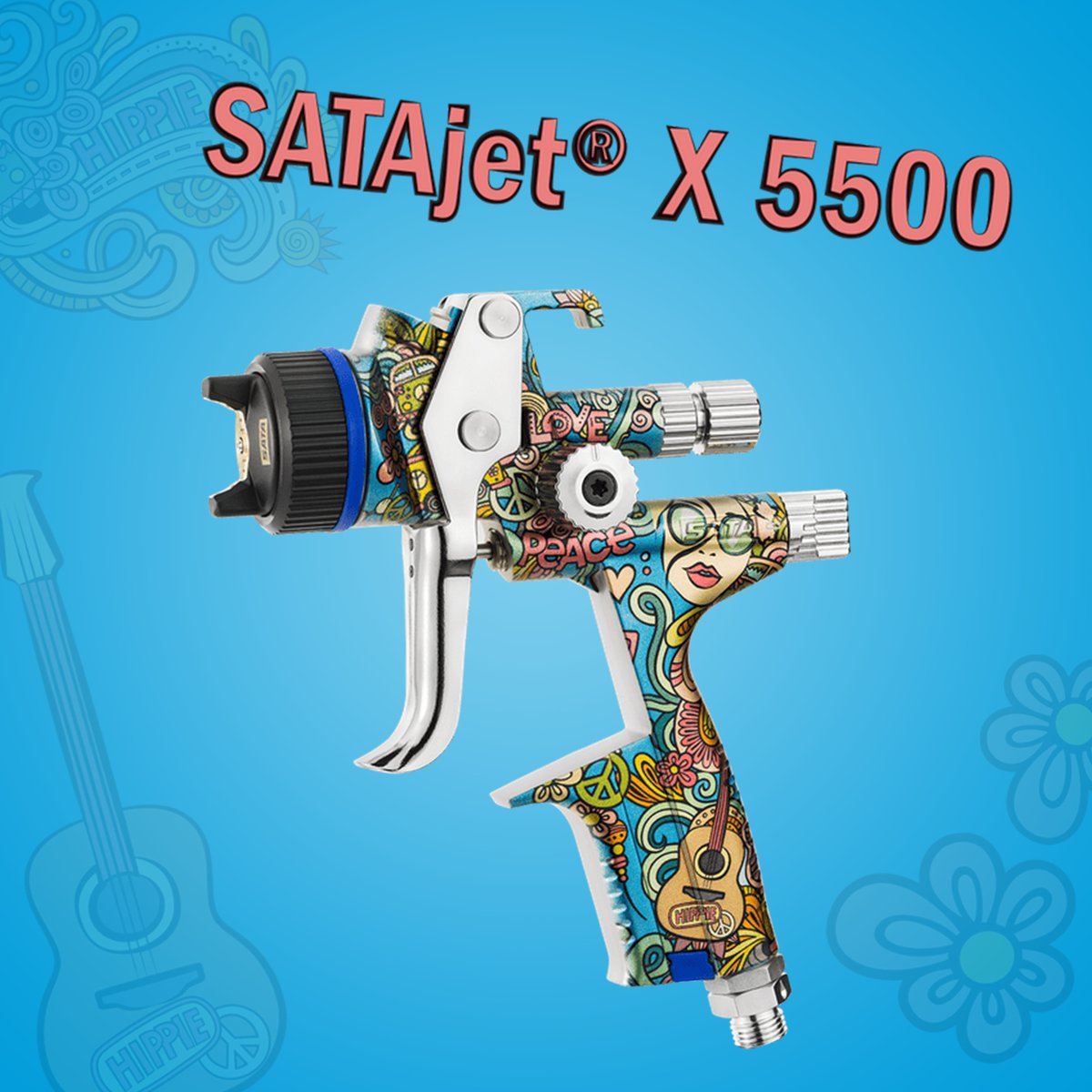 Ter ere van de vijftigste verjaardag van het Woodstock Music Festival introduceert Sata de SataJet X 5500 Hippie Special Edition. We hebben dit kleurrijke spuitpistool beperkt op voorraad, dus wacht niet te lang als jij deze limited edition wil bemachtigen!