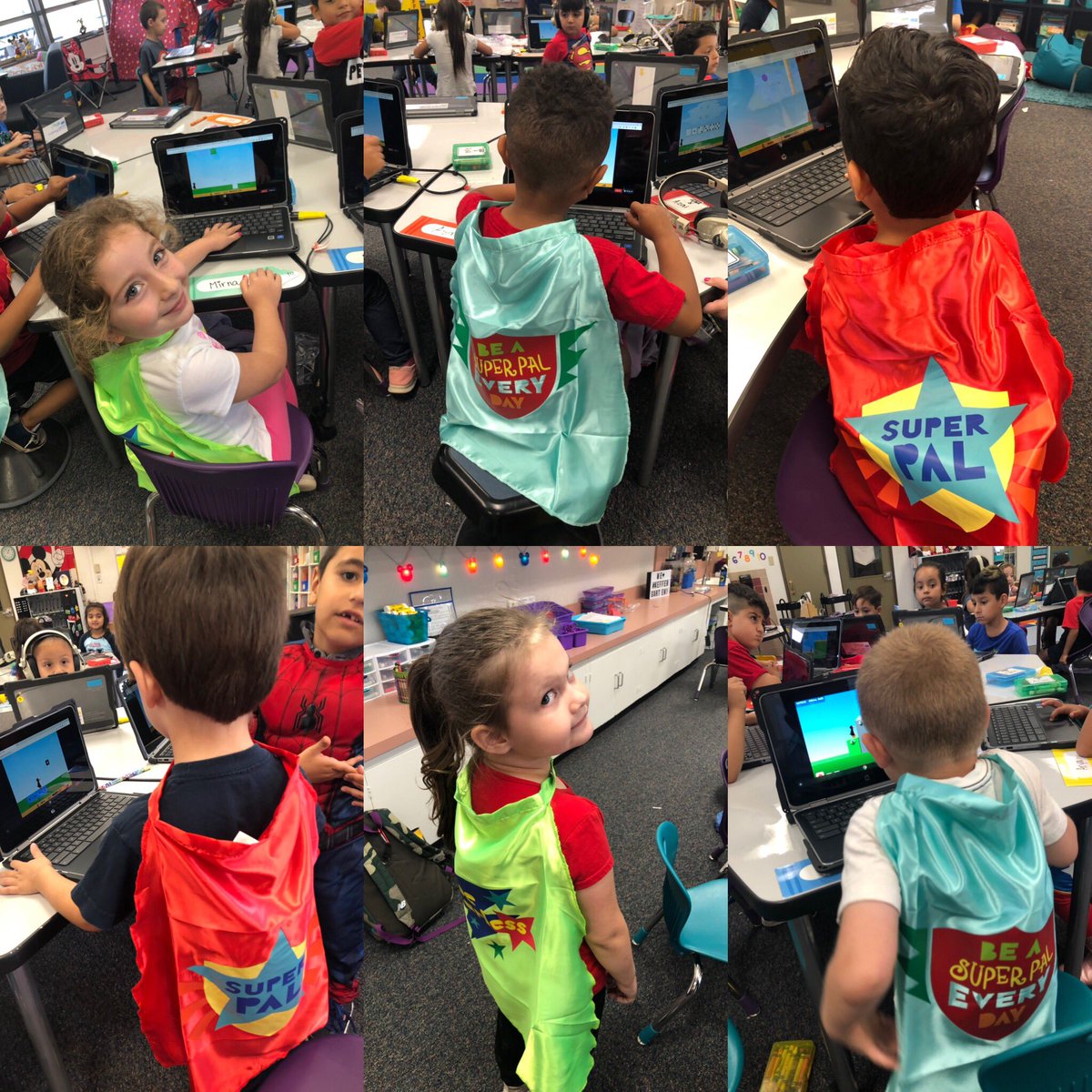 MissKeffer's tweet photo. Took advantage of our superhero dress up day and introduced our super student capes! Looking forward to using these in #Keffergarten this year! @Hall_Hawks @CajonValleyUSD #superpal #befearless https://t.co/RVgnnhqaDN