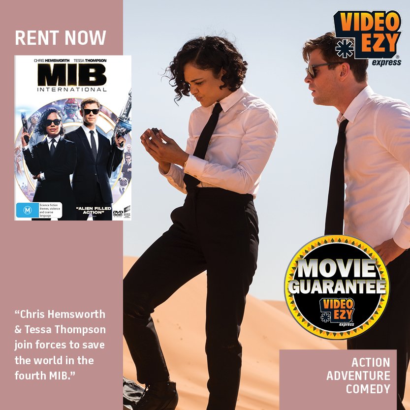 VideoEzy_AU's tweet photo. ***RENT MEN IN BLACK: INTERNATIONAL NOW!***

Find your closest location here: https://t.co/QDIQCVv4mH
Find all Terms and Conditions, including Movie Guarantee, here: https://t.co/PbmlYPF0Ne https://t.co/nIn9QGRfJq