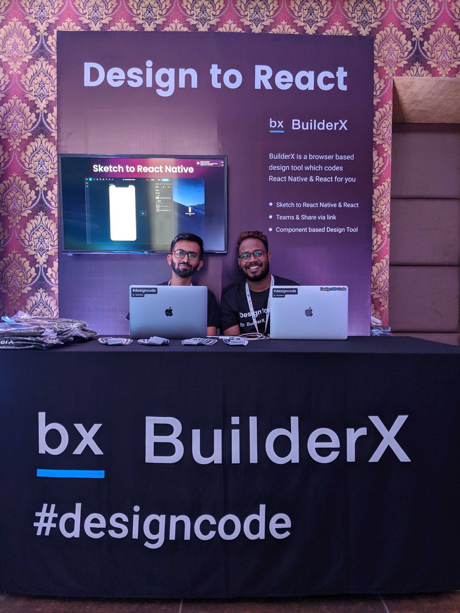 BuilderX's tweet image. Come and say Hi👋🏻 to the #designcode team at @react_india