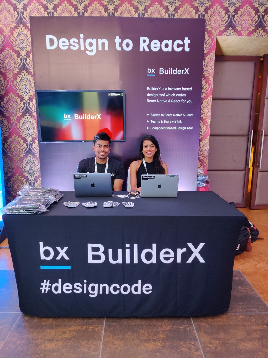 BuilderX's tweet image. Come and say Hi👋🏻 to the #designcode team at @react_india