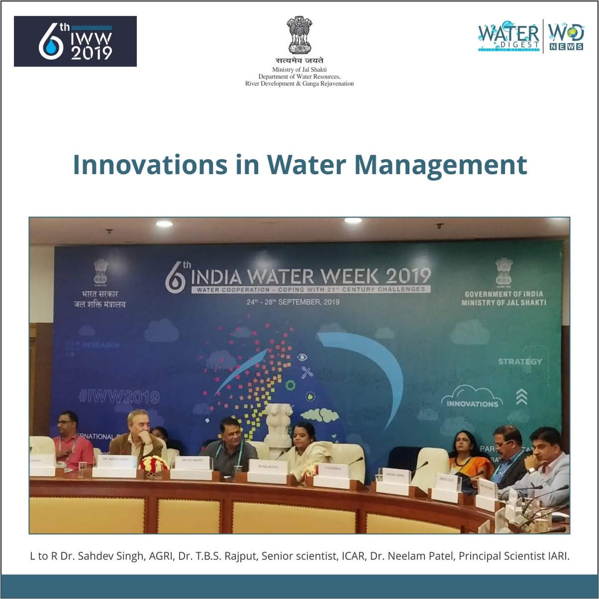 DoWRRDGR_MoJS's tweet photo. Day 3- Deliberations held in various sessions by the key experts on various important topics during India Water Week 2019. #IWW #IndiaWaterWeek #IndiaWaterWeek2019. https://t.co/yZry6p2c8h