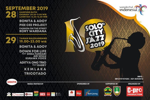 SOLO CITY JAZZ 2019 🎼🎼 
"Spirit of the 10 Years Journey of Jazz and Art" .
28-29 September 2019.

#SoloCityJazz 
#KotaSolo