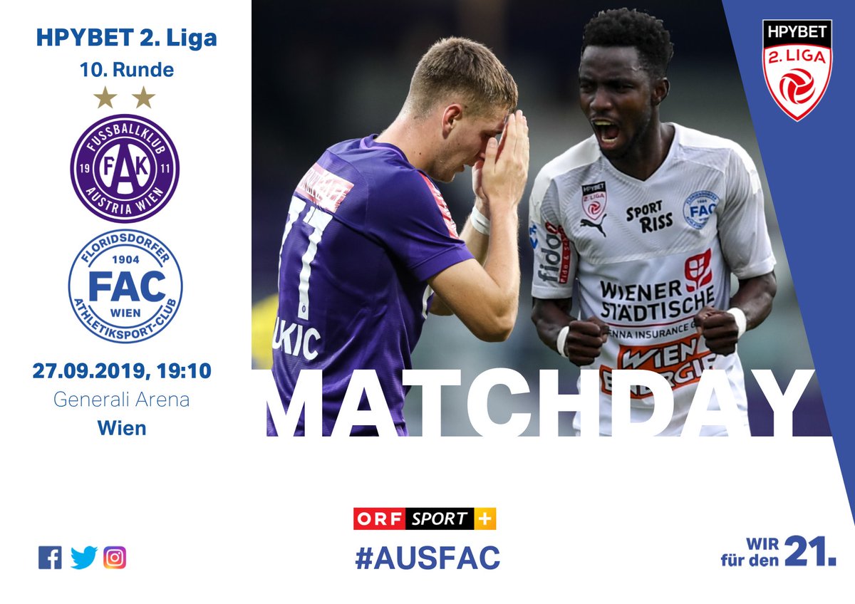 FACWien's tweet photo. MATCHDAY 🔵⚪ Um 19:10 Uhr rollt der Ball im Wiener Duell bei den Young Violets Austria Wien ⚽️💪🏼 #FAC #Wirfürden21 #AUSFAC https://t.co/bFT5I7SAGH