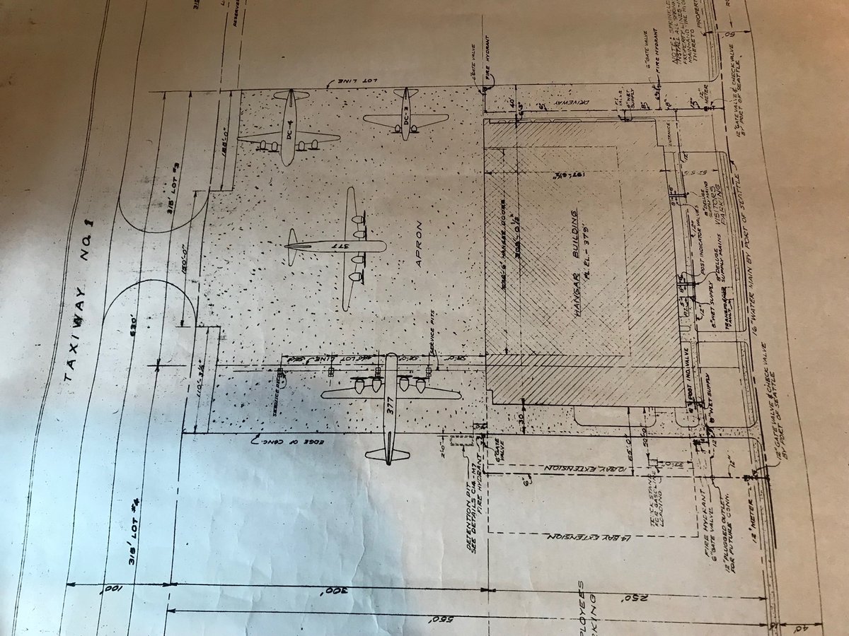 I found site plans for Northwest airlines hangar at #seatac . #NWA  October 28 1946 #aviation