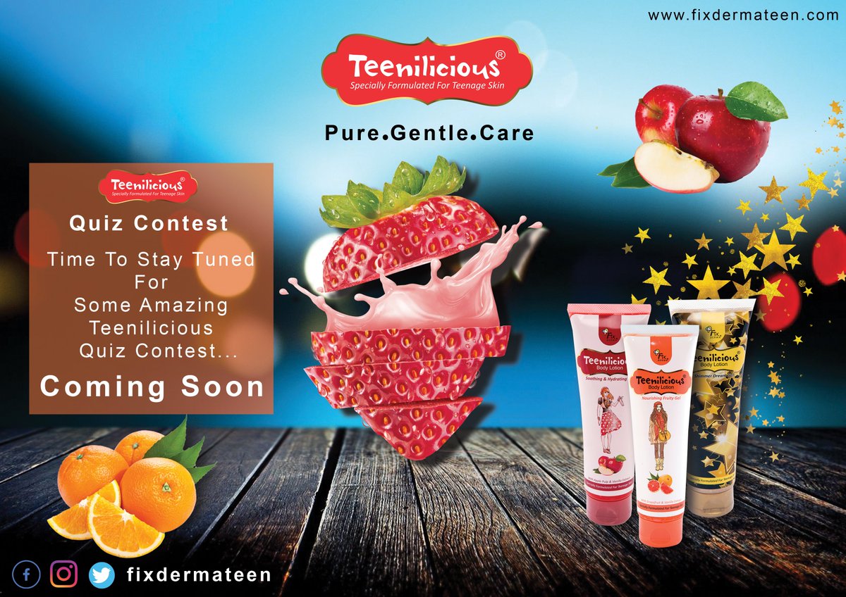 Fixdermateen's tweet photo. Time to stay tuned for some amazing Teenilicious Quiz Contest.
Coming Soon
#fixdermateen #teenilicious #teeniliciouscontest #comingsoon #skincare #bodycare #haircare #personalcare #beauty #sunscreen #partyshimmer #facecare #acne https://t.co/kKGwBLh0lV