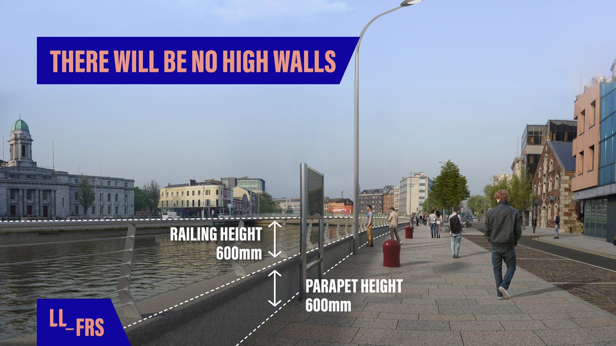 llfrscork's tweet photo. A dimensionally and geometrically accurate image of Lapp’s Quay, showing the height of the parapet and the open railings.  600 mm = just under two feet. @FoodDesignCork #LLFRSCORK #Protecting #Enhancing https://t.co/kxHEKRedmx