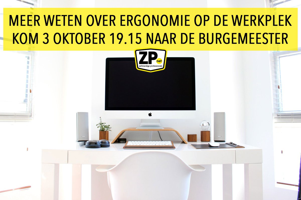 3 oktober a.s staan twee onderwerpen op het programma: 1 we kijken terug de Ondernemersprijzen en de markt van afgelopen weekend en we hebben een presentatie over Ergonomie op de werkplek. 
Meer info en aanmelden op onze website: zpnet.nl/t-i/1569578674