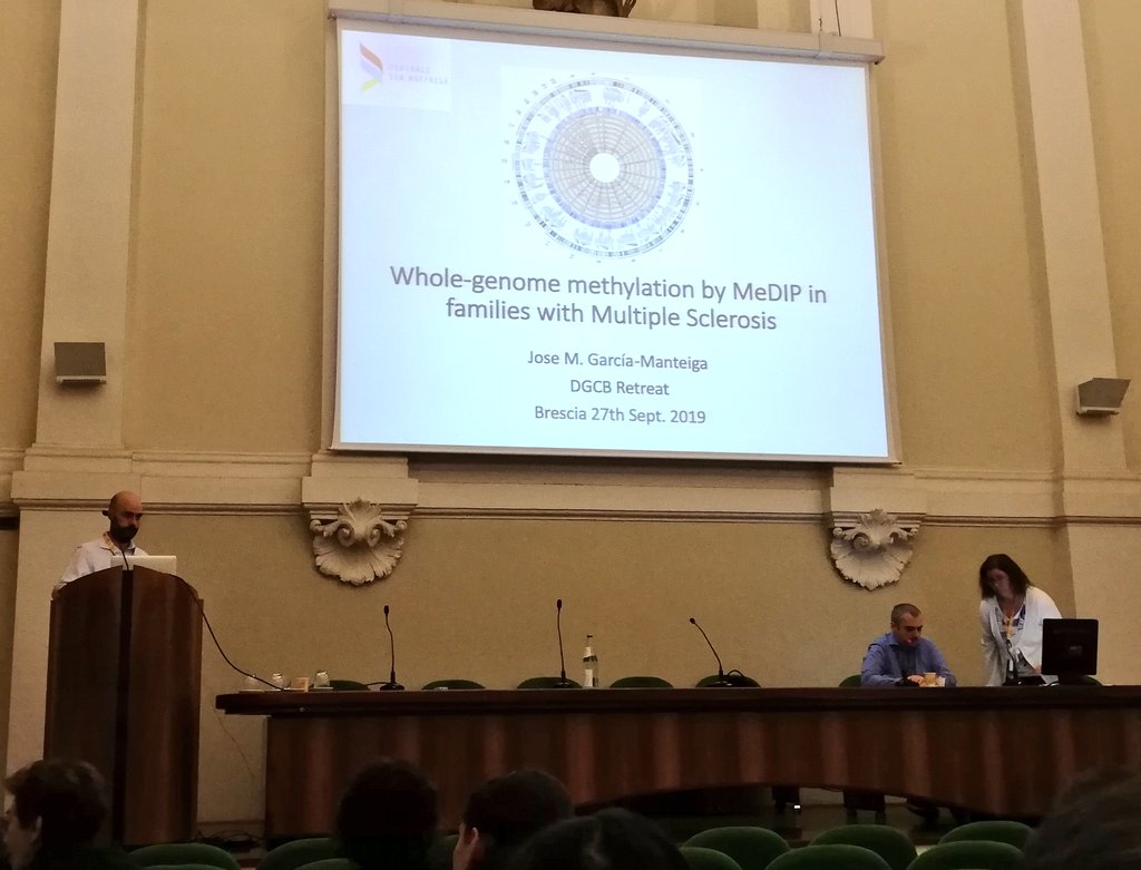 CosrLab's tweet photo. Whole Genome #methylation in #families with #MultipleSclerosis - insights by #MeDIP explained in @JMGMomic' s talk @DgcbRetreat! @CtgbL #DGCB2019 #Genomics #BioInformatics #ResearchHighlight https://t.co/GGGLw0B4M2