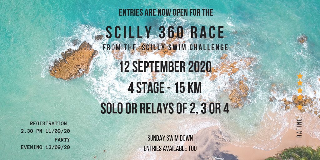 Entries are now open for the #scilly360race >>> scillyswimchallenge.co.uk