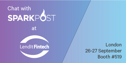 SparkPost's tweet photo. Are you at @LendIt? Stop by booth 519 to learn how your business can benefit from #SparkPostSignals! #LendItFintech https://t.co/nobwLcfMRD