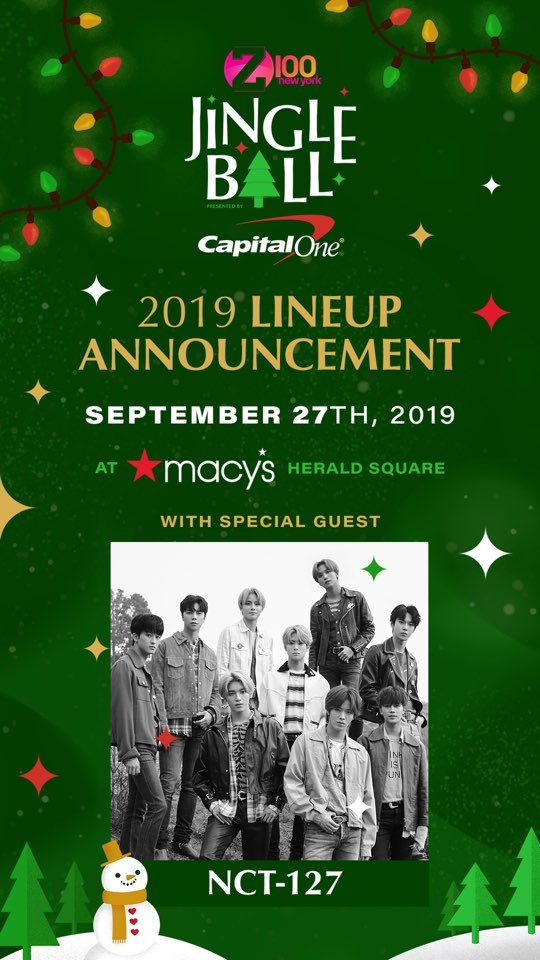 NCTsmtown_127's tweet photo. Join us &amp; @RadioMoBounce as we reveal the #z100JingleBall lineup at @Macys Herald Square TODAY @5PM

#NCT #NCT127 #NCT127INUSA https://t.co/r7vRtNOS1y