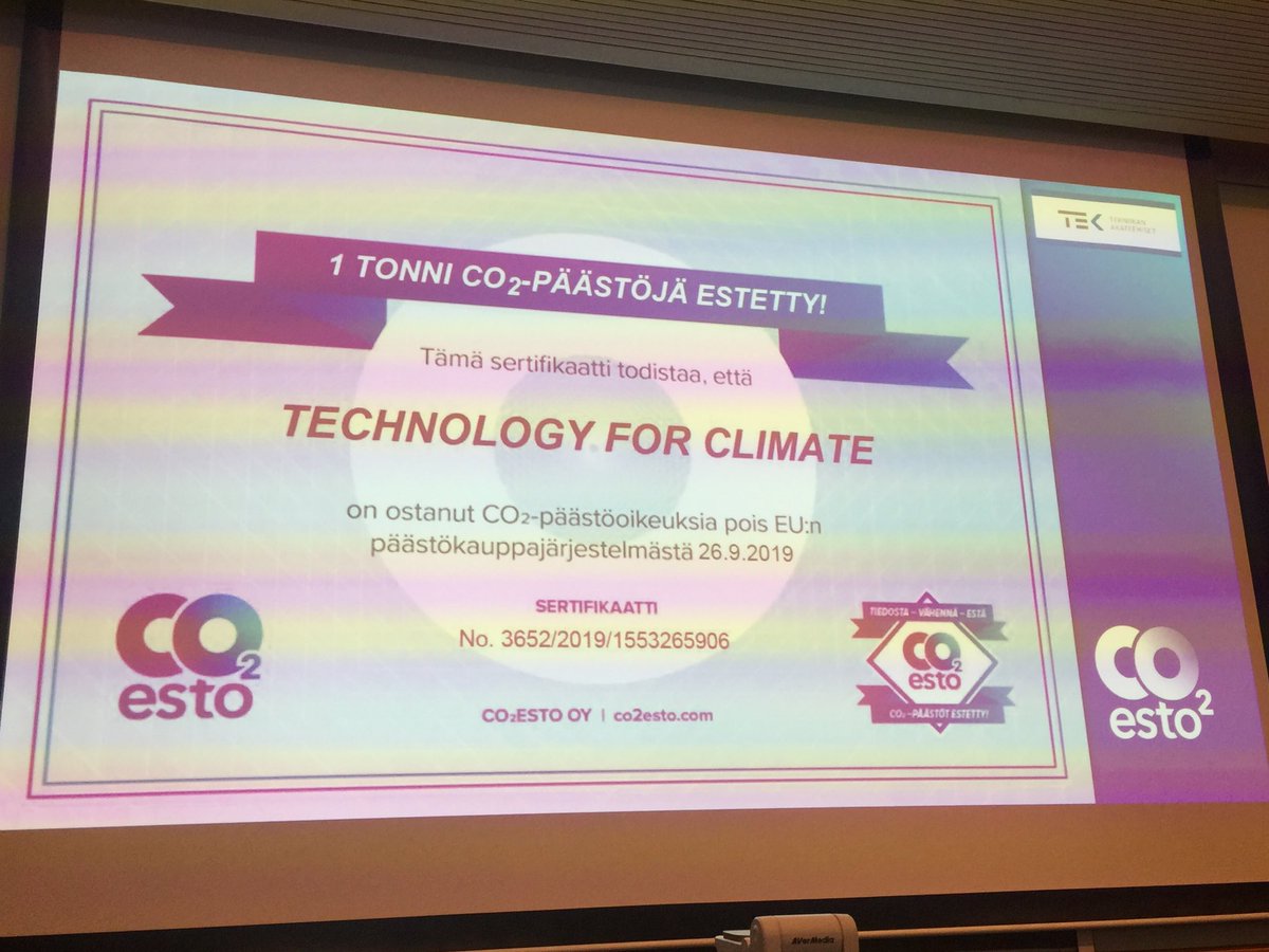 TekTuula's tweet image. Emission prevention in a way that amount of CO2 really reduces. Päästöjen kompensointi niin, että hiilidioksidipäästöt oikeasti vähenee. Hyvä #techforclimate #co2emissions