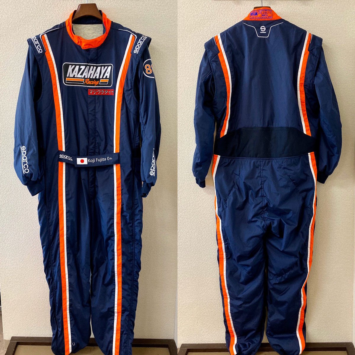 Star5 スターファイブ 定額制オーダーレーシングスーツ スパルコ カスタムイージー 製作実例 Vol 04 ダークネイビーにオレンジストライプが映える シンプル クリーンな印象の1着です T Co Fd6xdgn0lt Sparco Customeasy Star5 Starfive