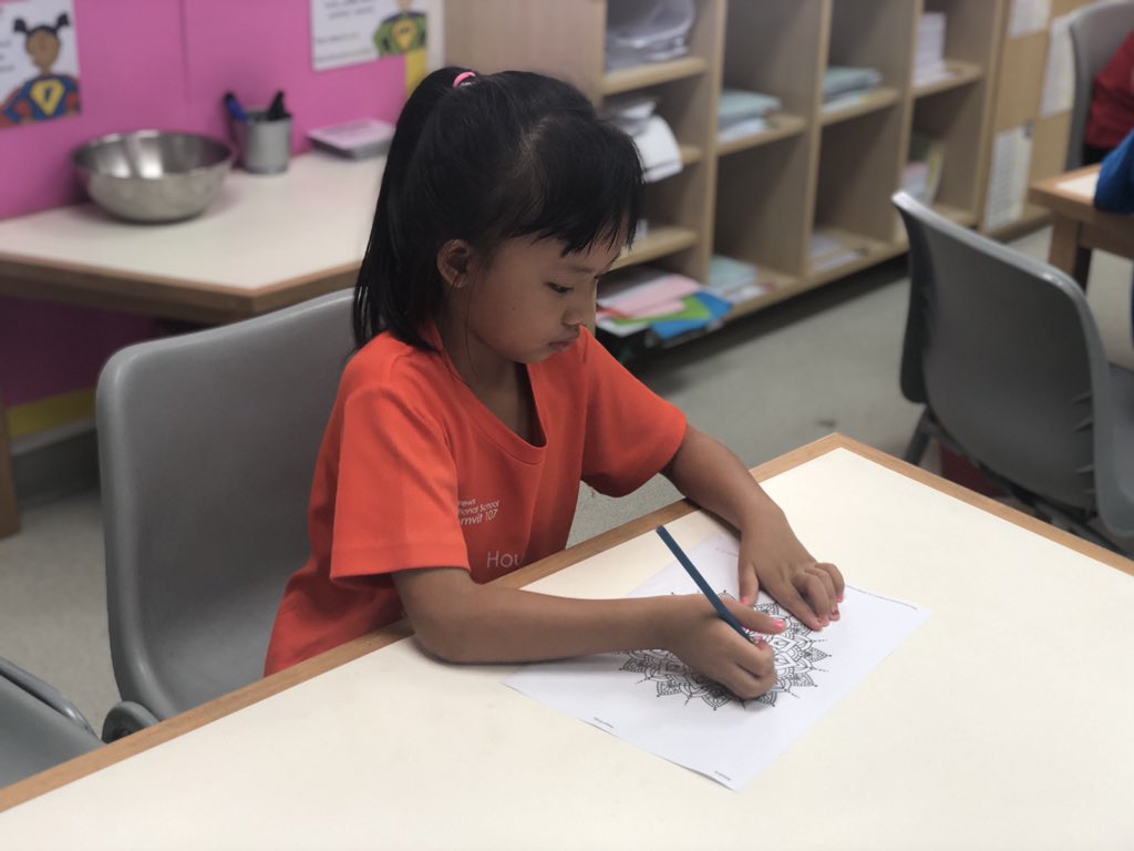 MissJess_S107's tweet photo. Primary students taking part in #mindfulness activities today as part of #BeWell day! @StAndrews_107 #teams107 #CognitaWay  #CognitaBeWell https://t.co/eahHbFPmHH