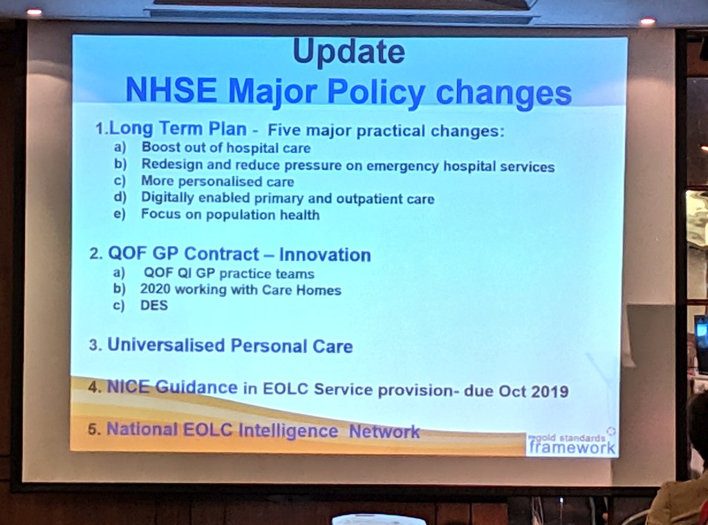 GeriSoc's tweet photo. Major @NHSEngland Policy changes #GSFConf19 https://t.co/dhr9ioGwpw