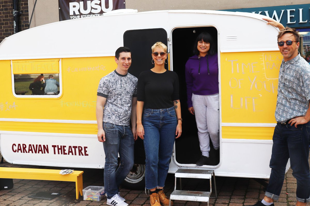 ReadingUniSU's tweet photo. After the huge success that was 'Time of your Life' yesterday, a play about mental health at uni, the wonderful @caravan_tweets team are here again today with another free 10 minute play in a caravan: Ninety Four Thousand, an illuminating story of hate crime. [1/2] https://t.co/ZyX35UOr3S
