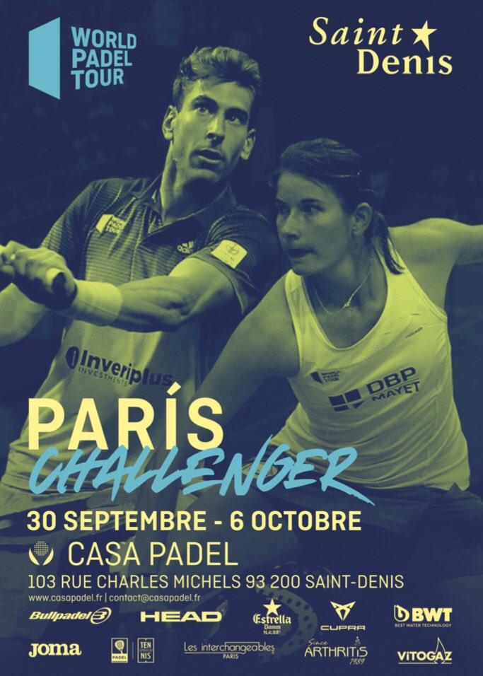 casa_padel's tweet photo. 🎾 Casa Padel reçoit 2 grands #événements de #Padel : les Championnats de France & le Paris Challenger du World Padel Tour - du 27 septembre au 6 octobre !
🔛 Si vous souhaitez venir #jouer, il est nécessaire de #réserver votre partie sur #DECIPLUS https://t.co/iNgJ6lJNCT