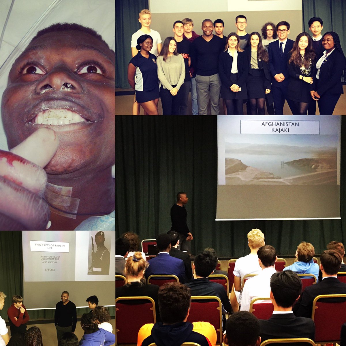 KESWsixthform's tweet photo. Awe-inspiring start to our Inspire Speaker Series with the 1st lecture on ‘Understanding Pain’ from Ex #RoyalMarine &amp; Afghanistan Veteran @benmcbean who argues there are 2 types of pain: the suffering &amp; discomfort type &amp; another- effort @KESWitley #iLoveBoarding #KESWinspire https://t.co/QczSzKvCfC