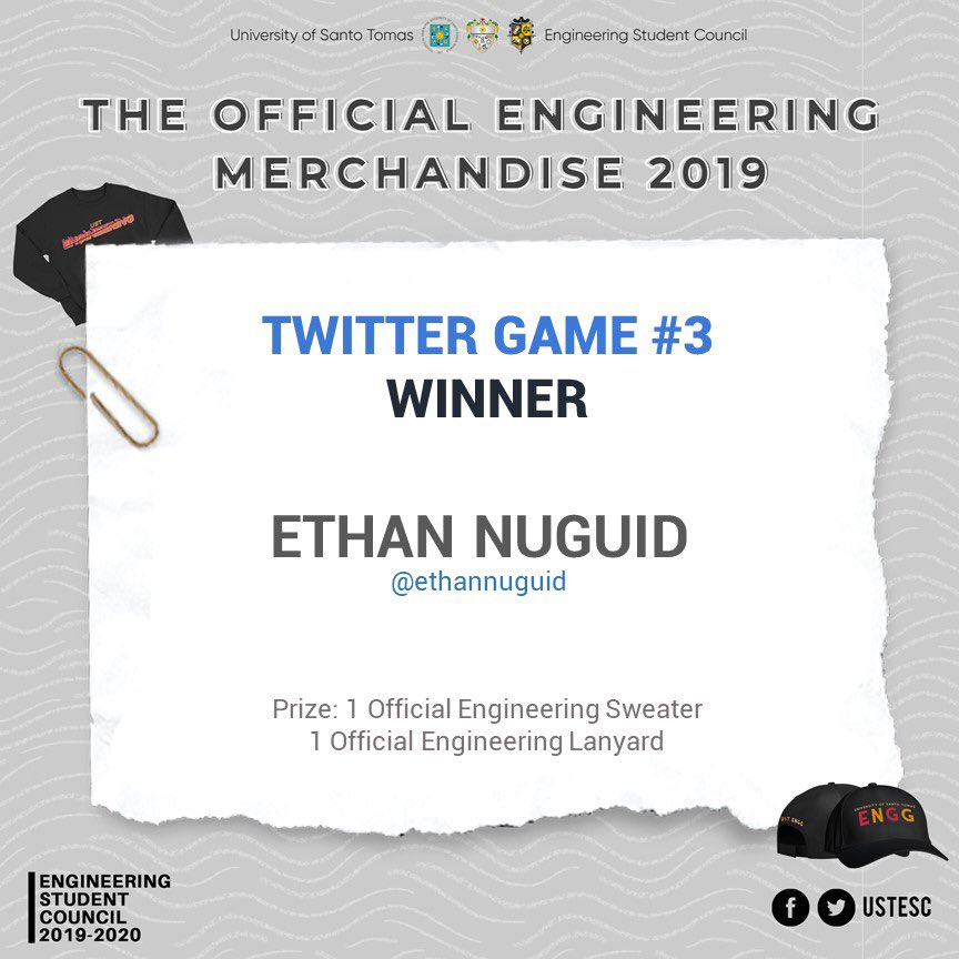 USTESC's tweet photo. Out of all of your submissions, only one made it out on top! Bring your hands together for the best ISDA, Ethan Nuguid!
Congrats Ethan! We’ll message you for your prize!
#RideTheEngineeringWave
#EnggMerch2019 https://t.co/s1fuuipZXP