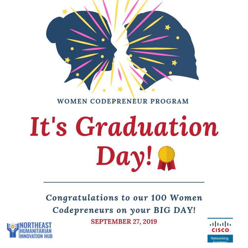Northeast_iHub's tweet photo. BREAKING! @Northeast_iHub graduates 100 women/girls in the Women Codepreneur Program; an ICT &amp; Entrepreneurship certificate course bridging the gender gap in business &amp; technology in partnership with @Cisco

Stay tuned for more as the event unfolds. So proud of you ladies! https://t.co/n1oPThxx6I