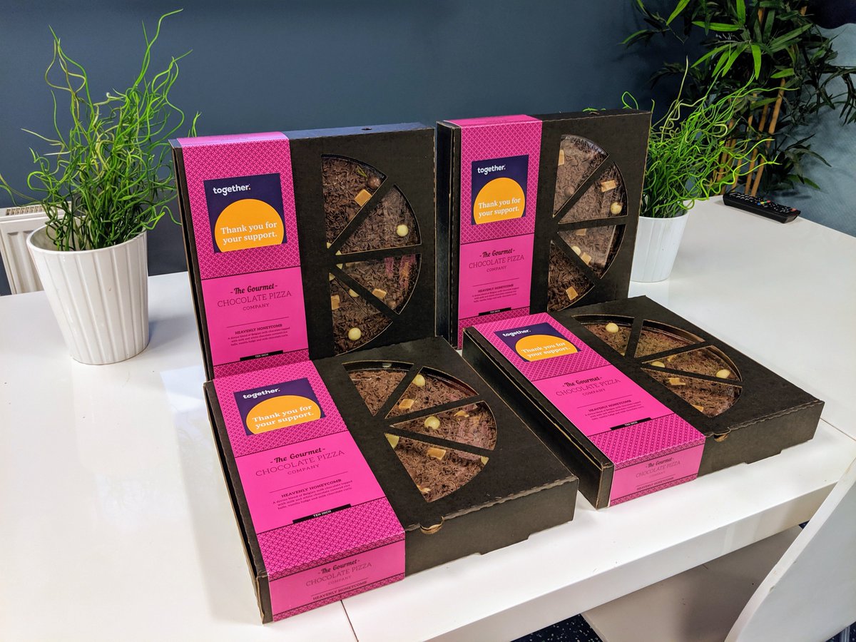 Y3SLoans's tweet photo. Happy 45th Anniversary @Together_Money! The team are loving the chocolate pizzas 🍕🍫 https://t.co/lNWhEu2Scy