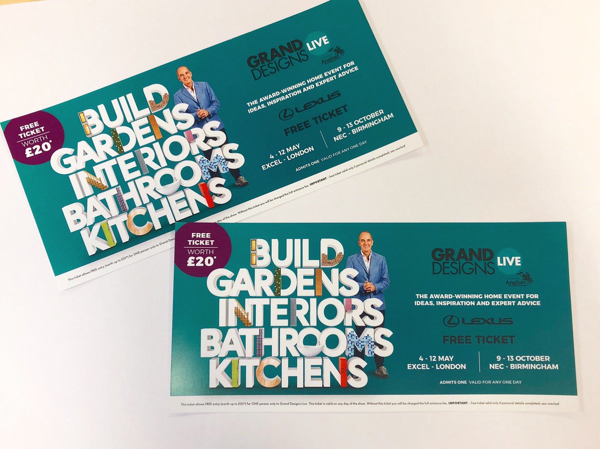 LexusChester's tweet photo. Here at Lexus Chester we are giving away tickets to go and see Grand Designs Live!!  🌳🔨🌷

Come down and see us to collect yours! *only two tickets per family https://t.co/p9fYTgQtRw