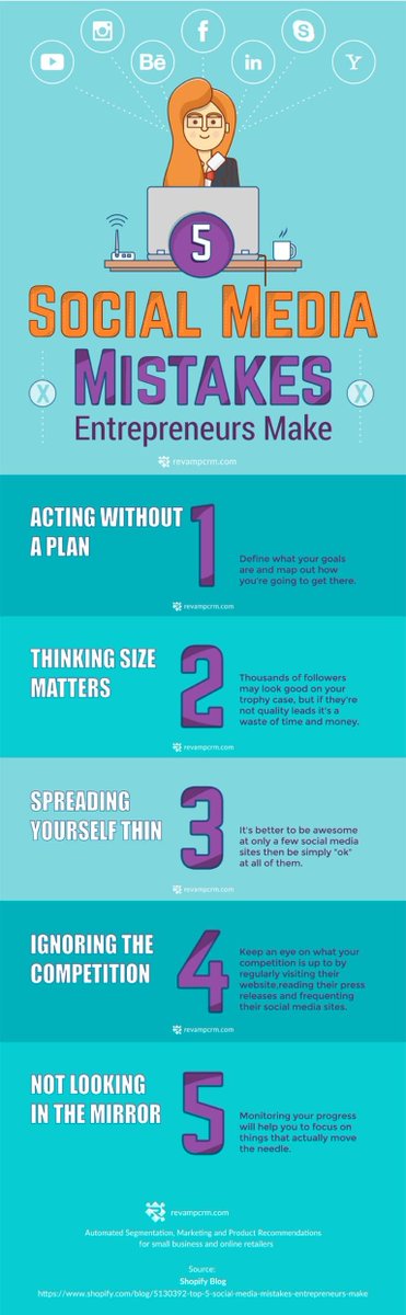 NektrMarketing's tweet photo. Are you struggling to achieve marketing success on social media? The team from @RevampCRM share their mistakes to avoid in this infographic. #marketingtips #socialmediamarketing #nektr https://t.co/PpjY6LIg6N