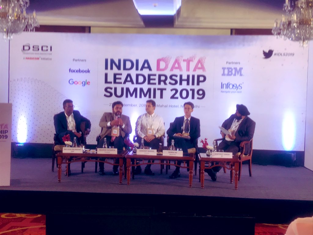 DSCI_Connect's tweet photo. Maintaining Privacy, Trust & Ethics are the emerging Data Principles to uphold Consumer Data Privacy. Panellists at #IDLS2019 @BhairavAcharya @facebook ; Mayuran Palanisamy, @KPMGIndia ; Sandeep Bansal, @ConcentrixIND ; Derek Ho, @mastercardindia ; Jaspreet Singh, @EY_India https://t.co/D4C1ZcFXtD