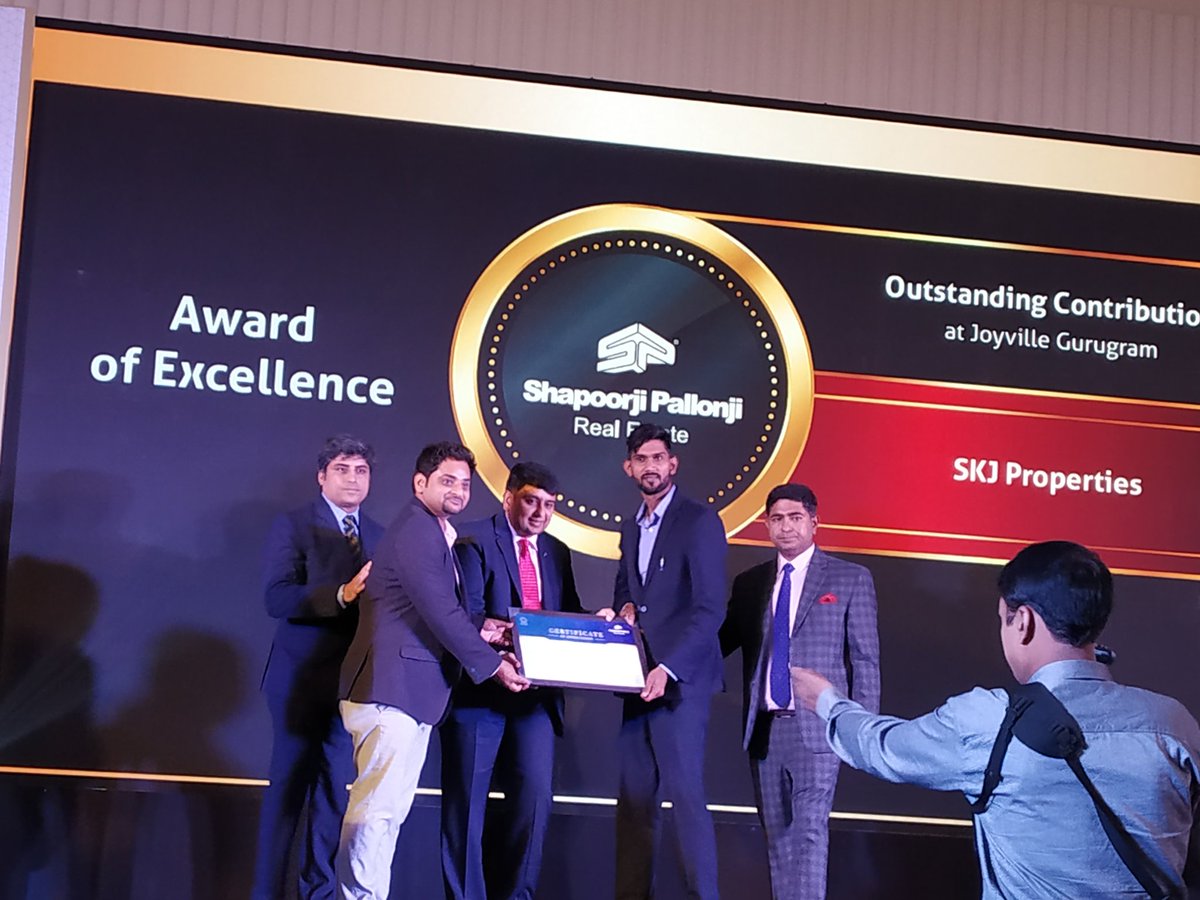 Amit00255Amit's tweet photo. Once again we have been applauded by Shapoorji Pallonji for our outstanding contribution towards the success of Joyville Gurugram. 

Thank you Sales Team SKJ for your hardwork, dedication and team spirit... https://t.co/JJyAPJ96Gq